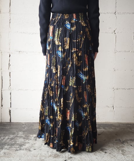 Boots Pattern Tiered Skirt BK