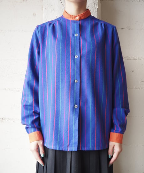 Band Collar Stripe Shirt PURRE