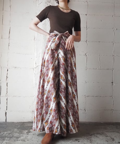 1970's Paisley Pattern Belted Skirt WHBUR