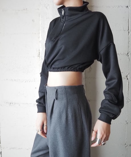 Half Zip Short Rib Knit BK