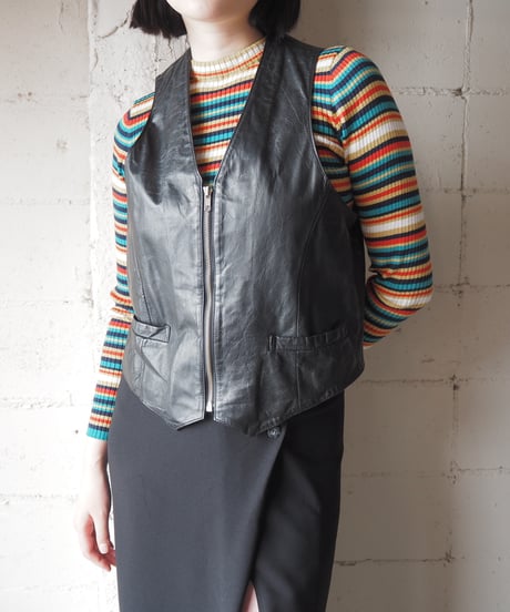Leather Zippered Vest BK