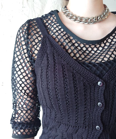 Front Button Camisole Knit BK