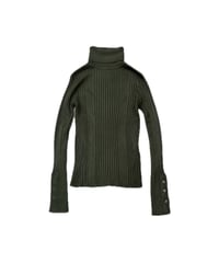 Button Cuff Rib Turtle Neck Knit KA