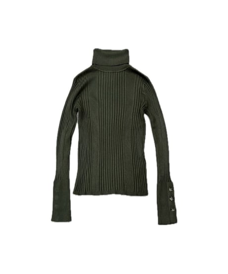 Button Cuff Rib Turtle Neck Knit KA