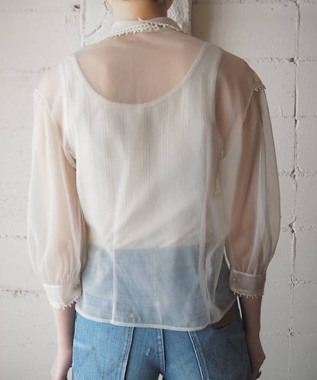 Round Collar Sheer Lace Blouse IV