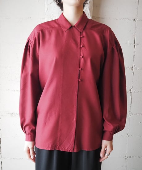 Asymmetric Loop Button Blouse BUR