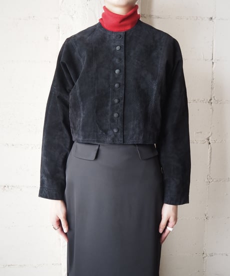 Leather Collarless Jacket BK