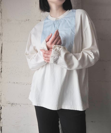 Ralph Lauren Stripe Bosom P/O Cutsewn Switching Shirt IV LBL