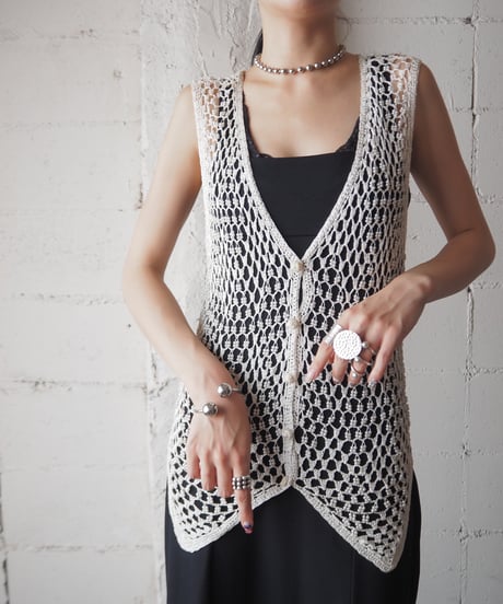 Beads Crochet Vest WH