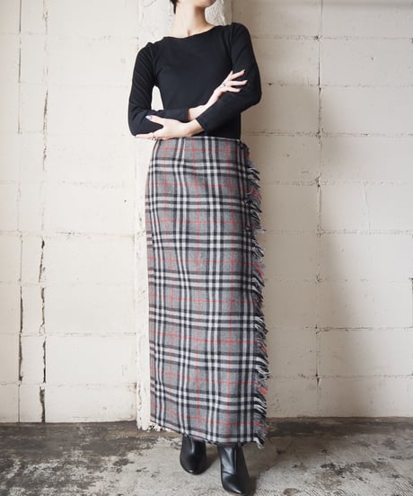 Plaid Wrap Long Skirt GR