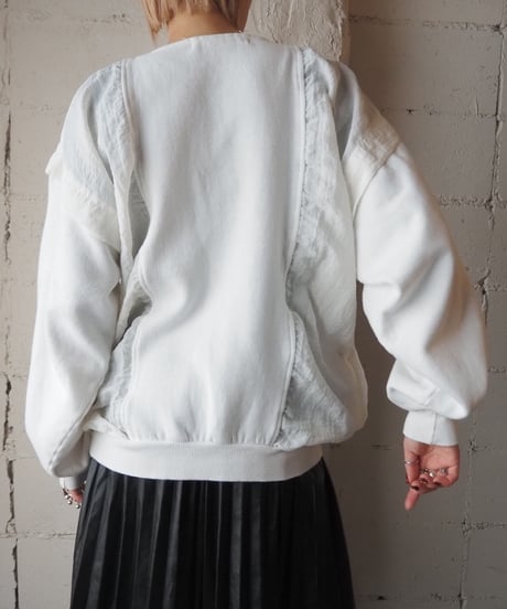 Zip Design Nylon Switching Sweat WH