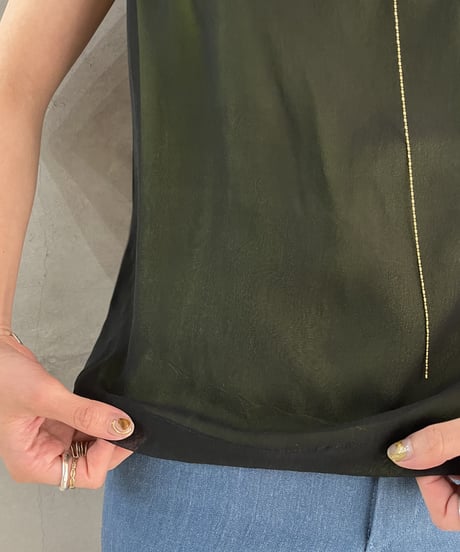 Bicolor See Through No Sleeve Blouse BKGN