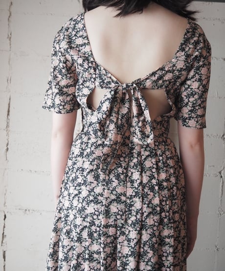 Back Ribbon Flower Pattern Dress BKPI