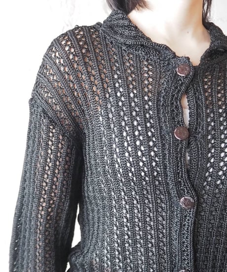 Mesh Knit Cardigan BK