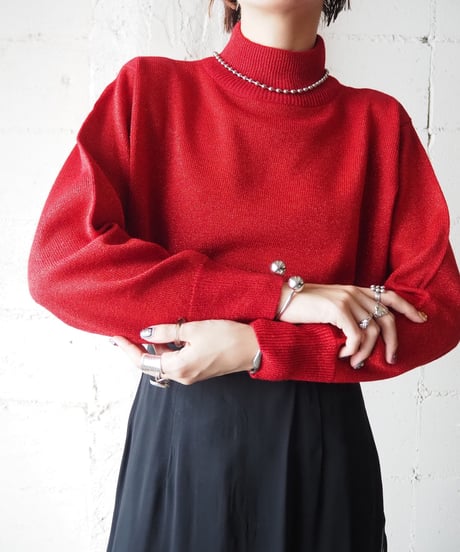 Mock Neck Lame Rib Knit RE