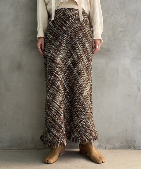 Tweed Aline Fringe Skirt BRBL