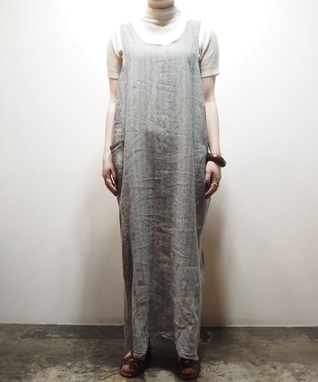 FLAX Linen Stripe Jumper Skirt GRLBL
