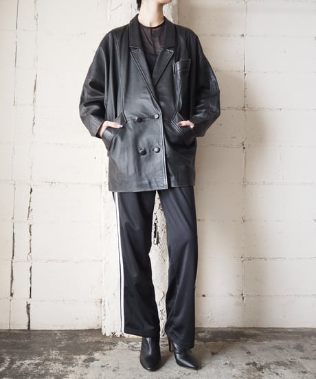 Double Breasted Leather Tailored Jacket BK