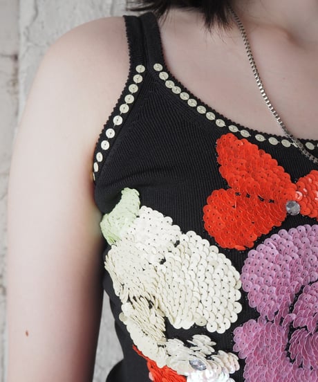 Josnph A. Sequin Flower Knit Camisole BK