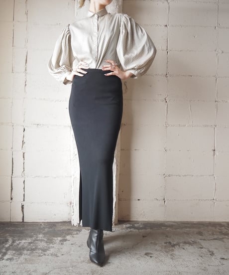 Check Pattern Volume Sleeve Blouse IVNV