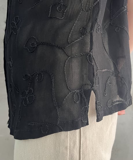 Embroidery See Through Blouse BK
