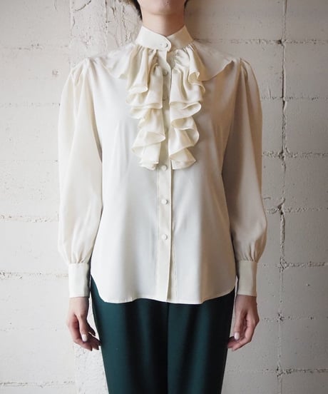 Stand Big Collar Frill Blouse IV