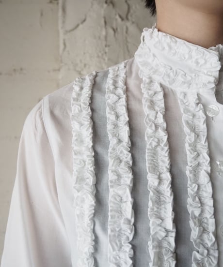 Stand Collar Frilled Blouse WH