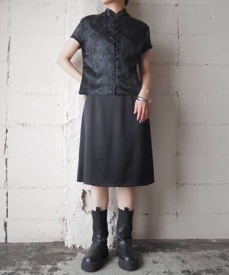 Shadow Flower Pattern China Shirt BK