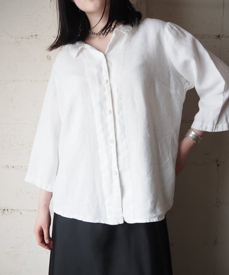 FLAX Open Collar Linen Shirt IV