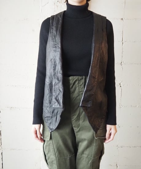 Shawl Collar Leather Vest BK