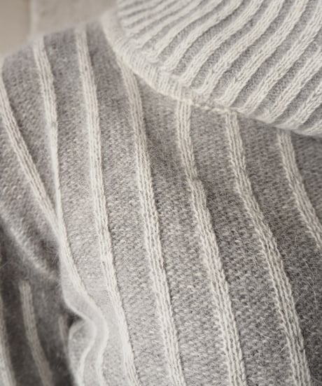 Angora Mix Stripe Turtle Neck GRWH