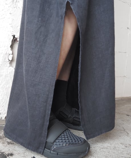 Wide Silhouette Linen Dress BLACK