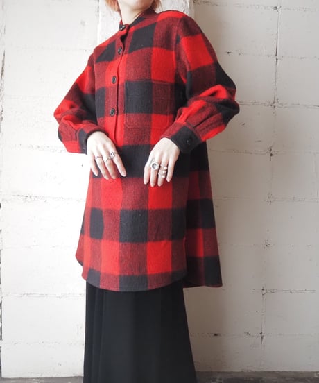 Check Pattern Wool Grandpa Shirt REBK