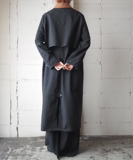 LAUREN Leather Collar Long Coat BKBR