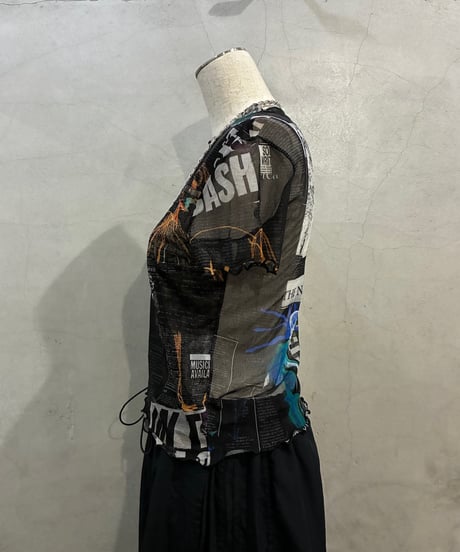 Desigual  S/S Print Sheer Tops BK