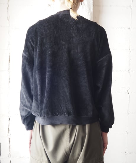 Velour Snap Button Pullover BK