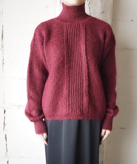 Mock Neck Rib Cuff Knit BUR