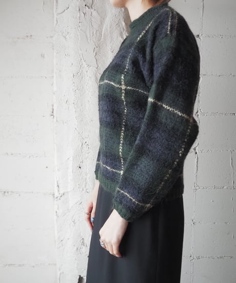 Mohair Mix Check Knit GNBK