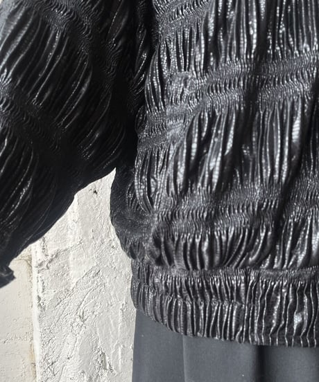 Shirring Design Blouson Jacket BK