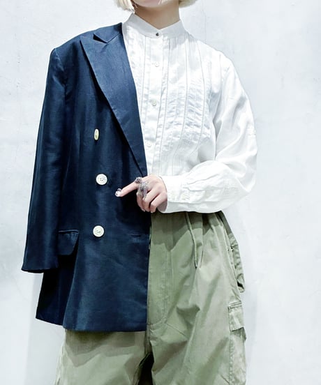 LAUREN Double Breasted Linen Jacket BK