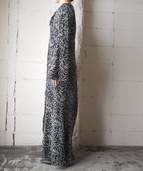 Slit Sleeves Long Dress BKWH