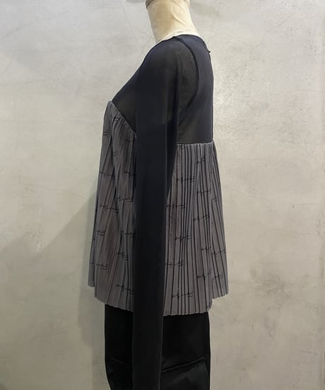 Andy Warhol Autograph Pattern Sheer × Pleats Tops BKGR