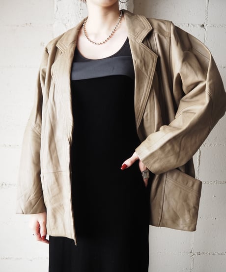 Open Collar Leather Jacket BE