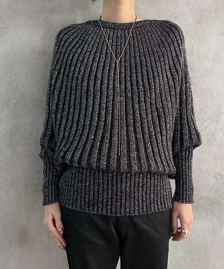 Lame Dolman Sleeve Rib Knit SIBK