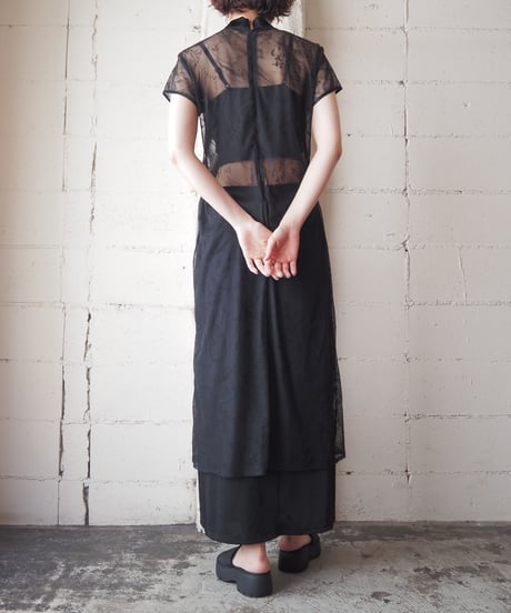 Sheer Short Sleeve China Dress BK