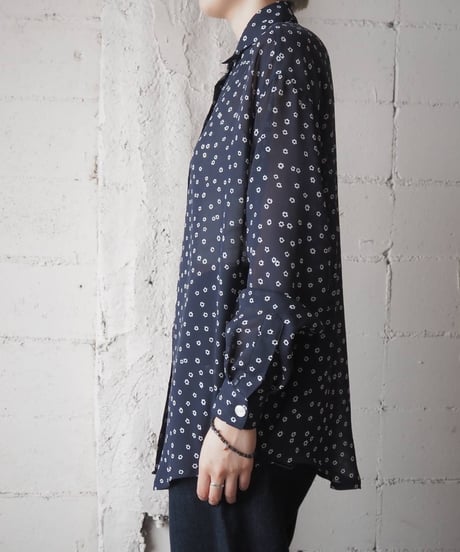 KRIZIA Small Flower Pattern Sheer Blouse NV