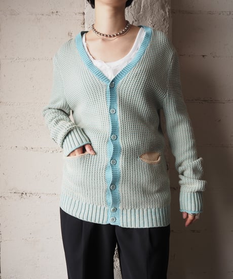 CARVEN Bicolor Vneck Cardigan LBLLBE