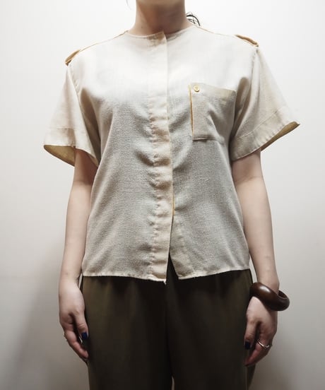 Bicolor Collarless Blouse IVYE