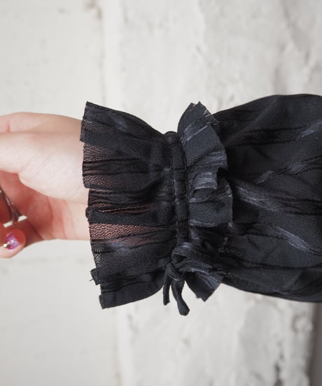 Shadow Strip Frill Design Blouse BK