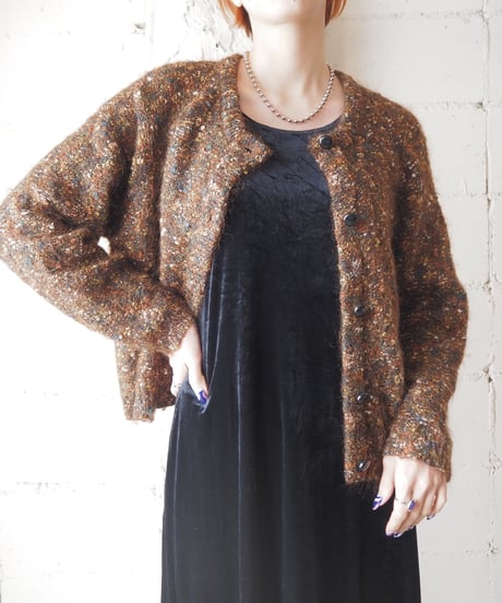 Mix Color Mohair Knit Cardigan BR